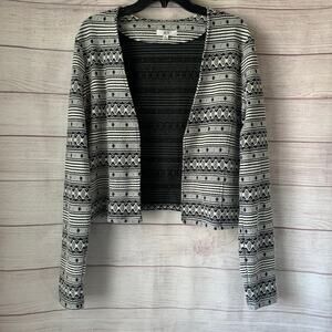 Jack Black and White Geometric Pattern Blazer Jacket Open Front Aztec Size Large